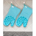 Medallion Print Silicone and Cotton Twill Oven Mitt, Set of 2