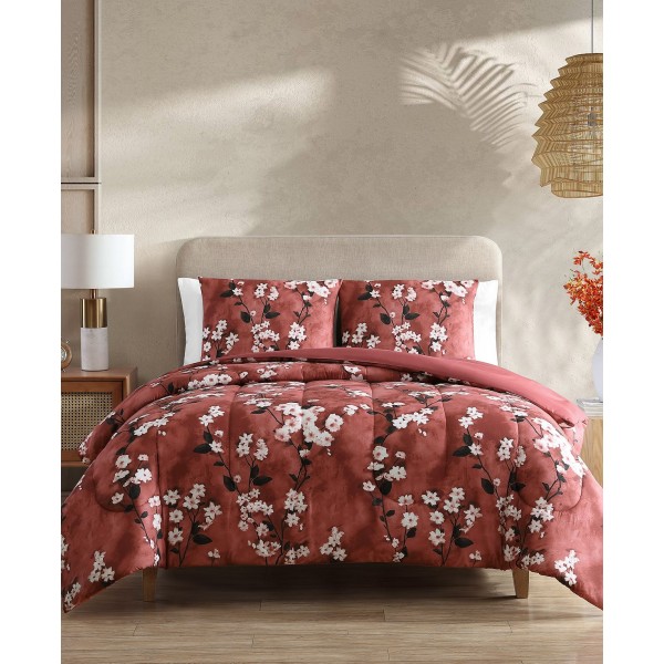 Watercolor Blossoms 3 Piece Reversible Comforter Sets