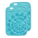 Medallion Print Silicone and Cotton Twill Pot Holder, Set of 2