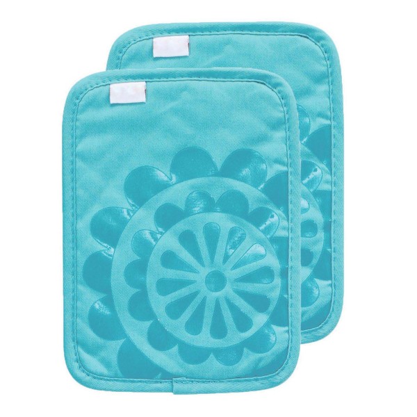 Medallion Print Silicone and Cotton Twill Pot Holder, Set of 2