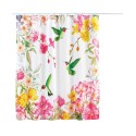 Blooming Hummingbird Floral Shower Curtain with 12 Hooks