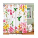 Blooming Hummingbird Floral Shower Curtain with 12 Hooks