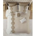 8 Piece Embroidered Microfiber Comforter Set, Queen