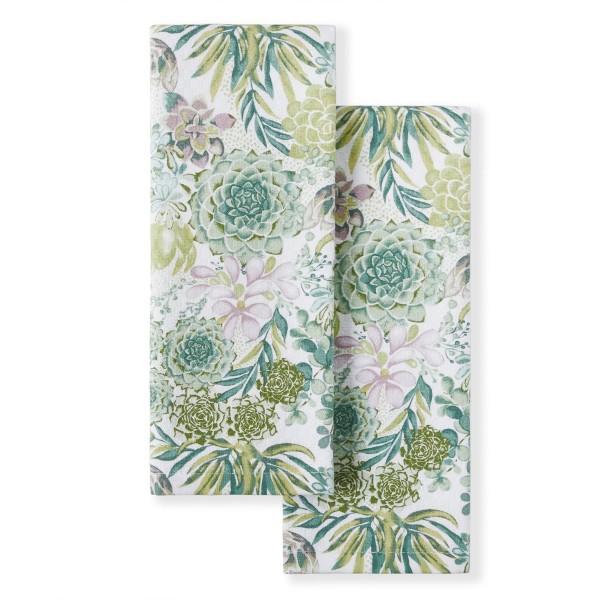 Succulents Dual Purpose Kitchen Towel 2-Pack Set, 16