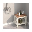 2-Tier Waterproof Shower Bench Stool with Bottom Storage Shelf Off