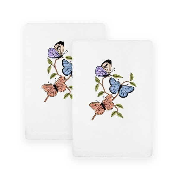 Spring Butterflies Embroidered Luxury 100% Cotton Hand Towels, 30